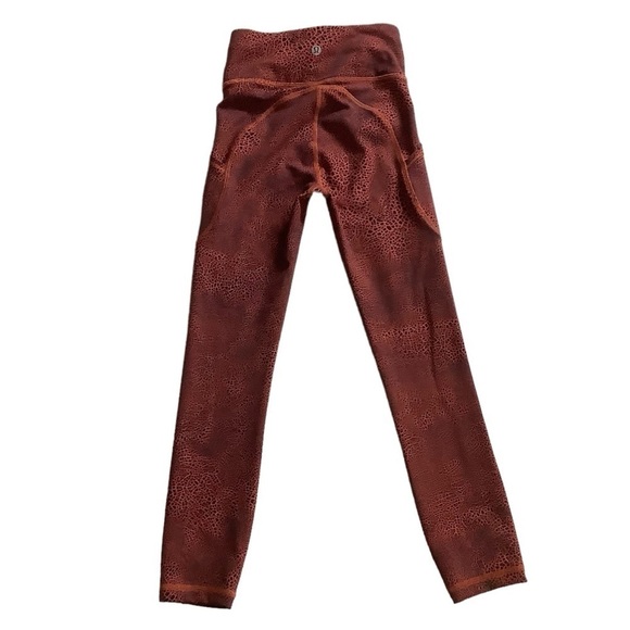 Lululemon Invigorate High-Rise Crop Leggings Crackle Glaze Vintage Orange Sz 0 - Picture 4 of 9